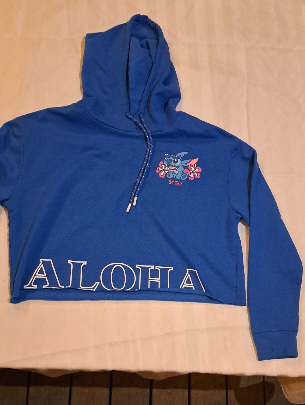 Disney Blue Stitch Aloha Cropped Hoodie. Lilo And Stitch